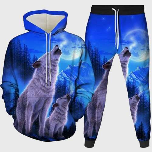 Wolf Mom And Cub Howl Hoodie Pant Set