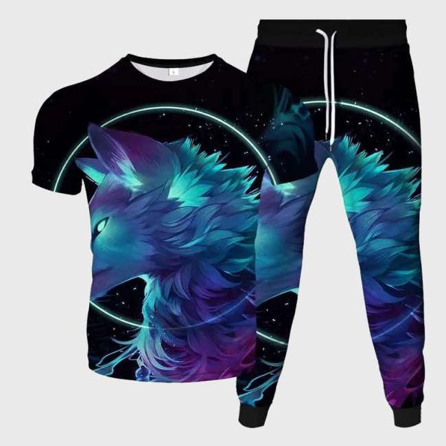 Wolf Art Print Shirt Pant Set