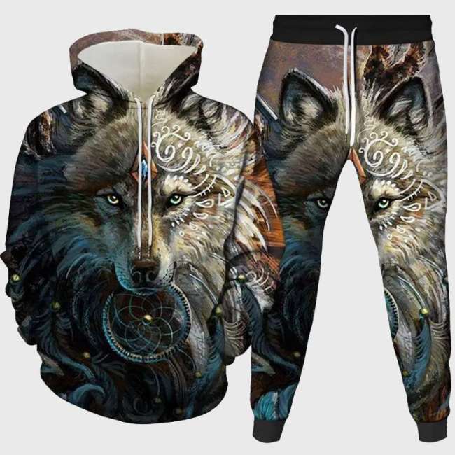 Native Wolf Hoodie Pant Set