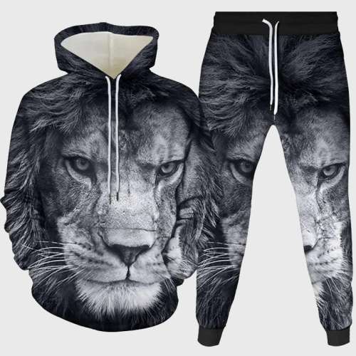 Male Lion Hoodie Pant Set