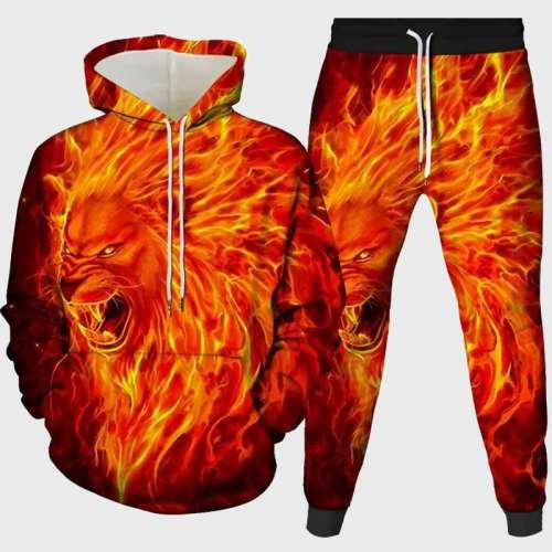 Fire Lion Hoodie Pant Set