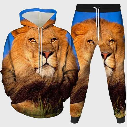 Casual Lion Hoodie Pant Set