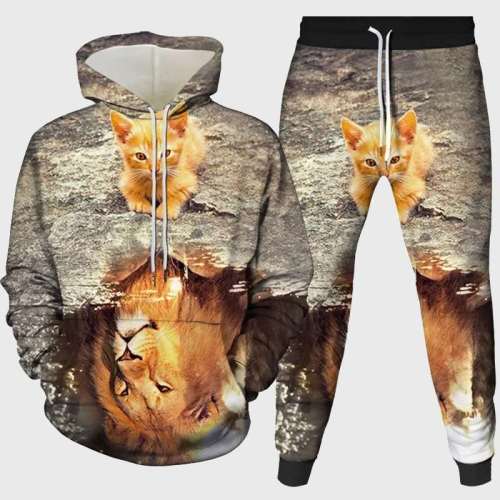 Cat And Lion Hoodie Pant Set