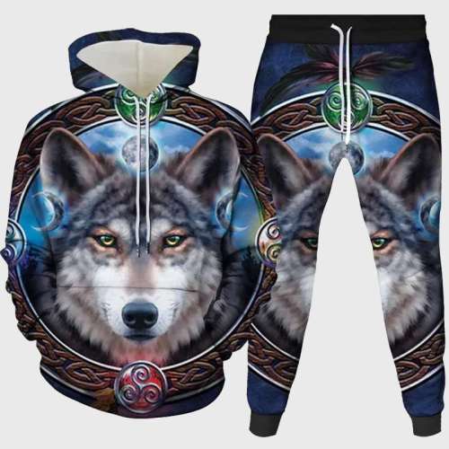 Tribal Wolf Hoodie Pant Set