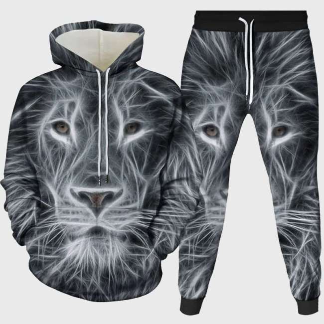 Abstract Lion Hoodie Pant Set