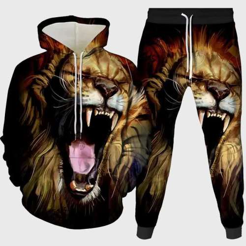Lion Roaring Hoodie Pant Set