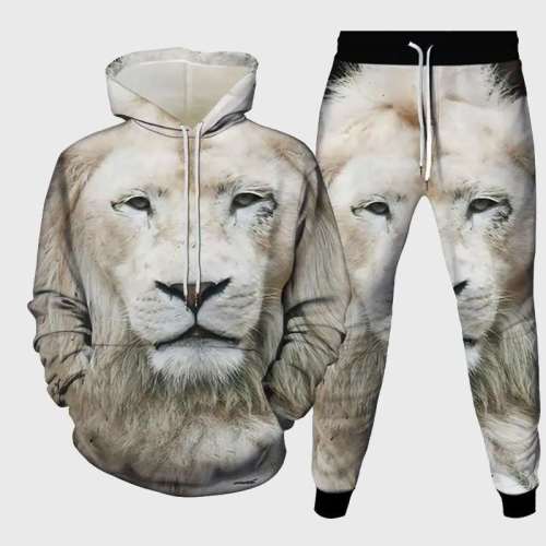 White Lion Hoodie Pant Set