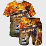 Mens Lion Shirt Shorts Set