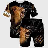 Black King Lion Shirt Shorts Set