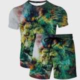 3D Lion Shirt Shorts Set