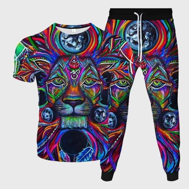 Tribal Lion Print Shirt Pant Set