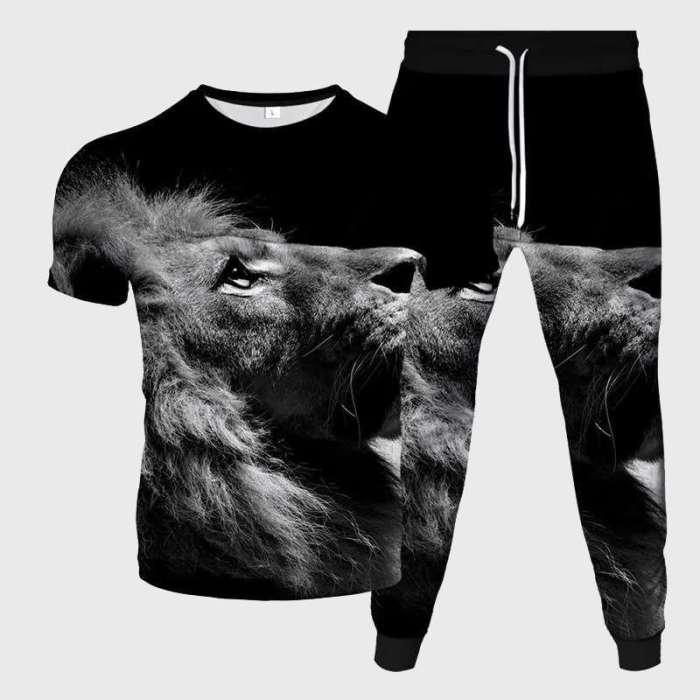 Black King Lion Shirt Pant Set - TheWildLifeJewelry