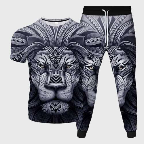 Geometrical Lion Print Shirt Pant Set