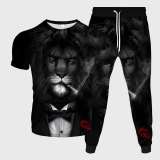 Lion Man Print Shirt Pant Set