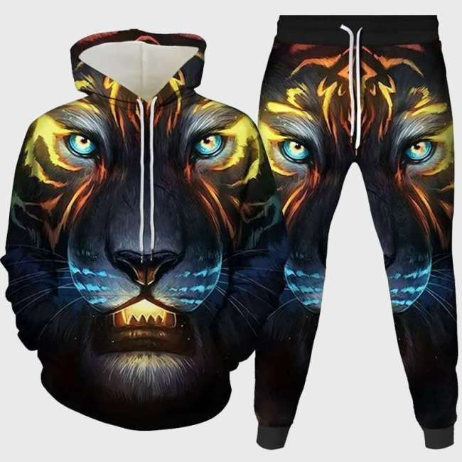 Colorful Tiger Hoodie Pant Set