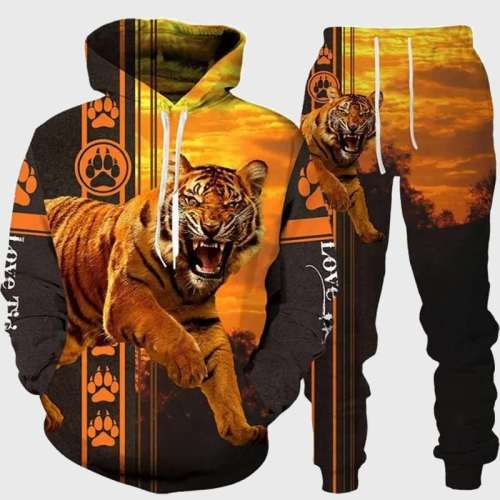 Mens Love Tiger Hoodie Pant Set