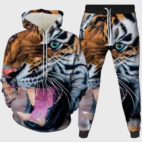 Tiger Roaring Hoodie Pant Set