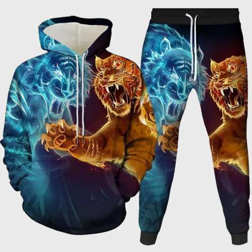 Fire Ice Tiger Hoodie Pant Set