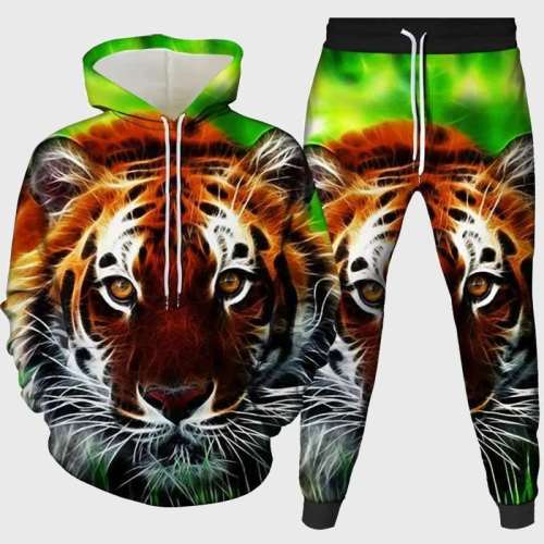 Colorful Jungle Tiger Hoodie Pant Set