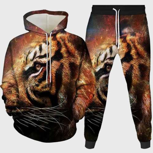 3D Tiger Hoodie Pant Set