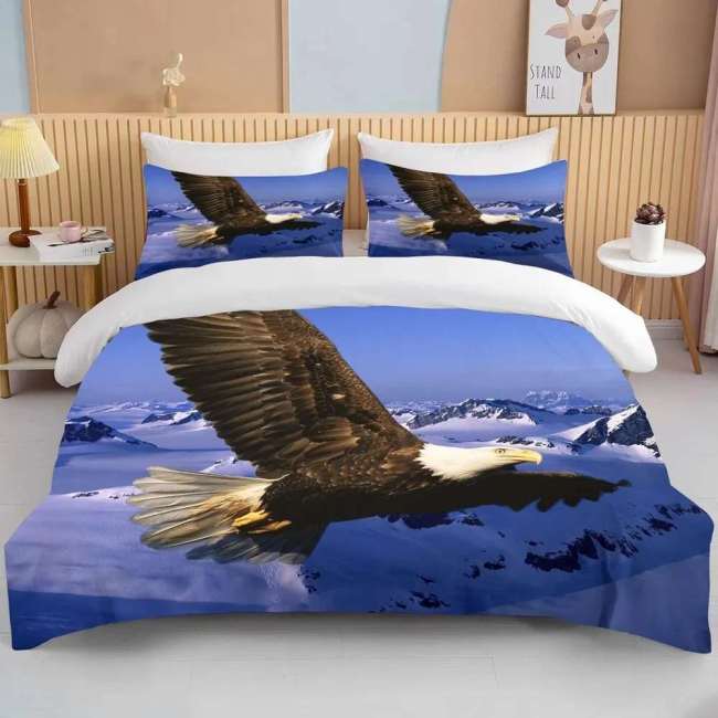 Flying American Bald Eagle Print Bedding