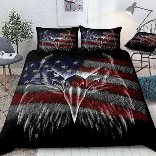 Eagle Flag Print Bed Set