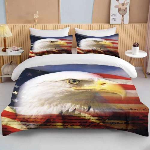 American Bald Eagle Falg Print Bedding
