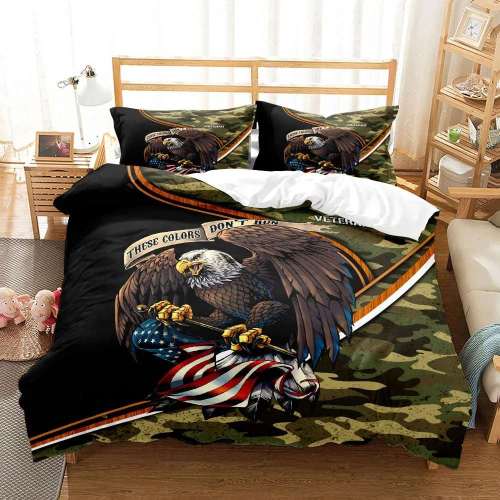 Cartoon Bald Eagle Print Bed Set
