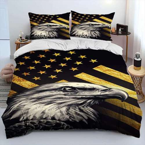 Eagle Flag Print Bed Sheets
