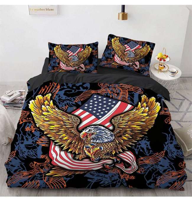 Cartoon American Eagles Flag Bedding Cover