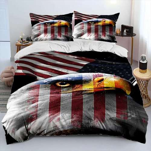 Bald Eagle Flag Print Bed Sheets