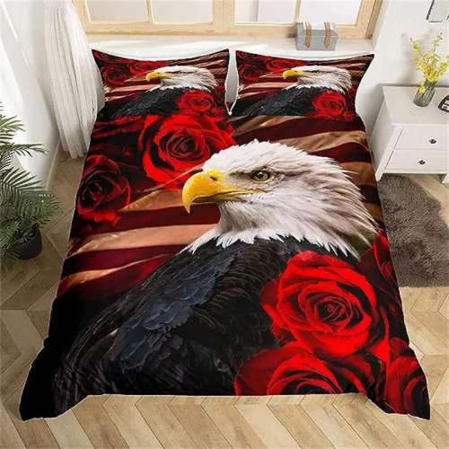 American Bald Eagle Rose Bed Sheets