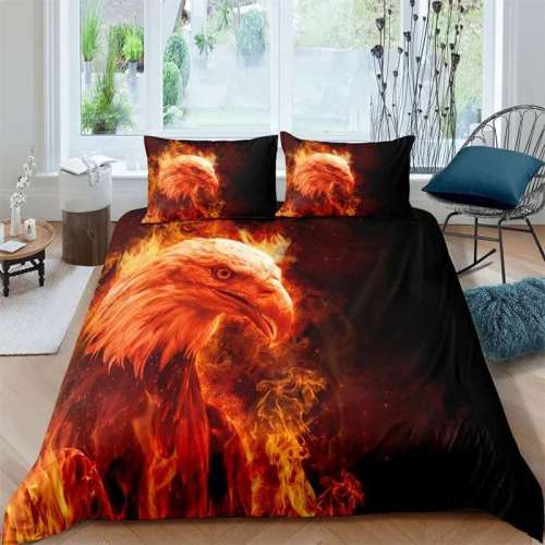 Flame Bald Eagle Print Bedding