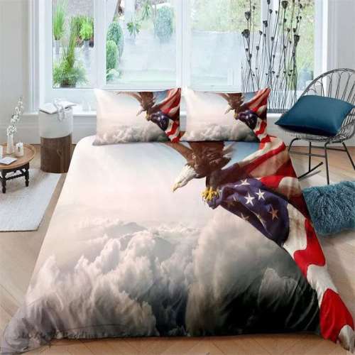 Flying Eagles Catching Flag Print Bedding