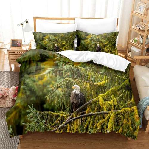 Forest Eagle Print Bed Set