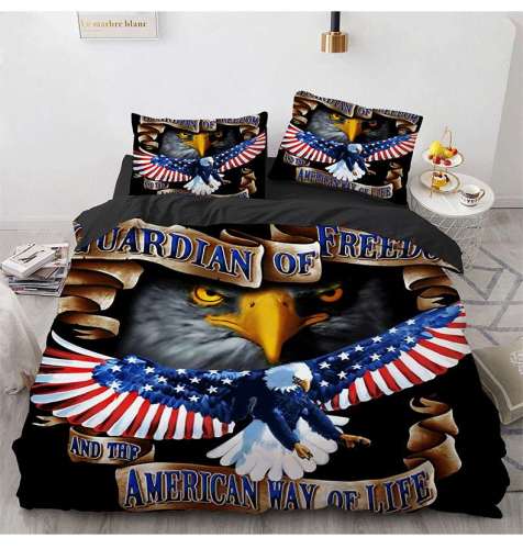 American Eagle Slogan Bed Cover