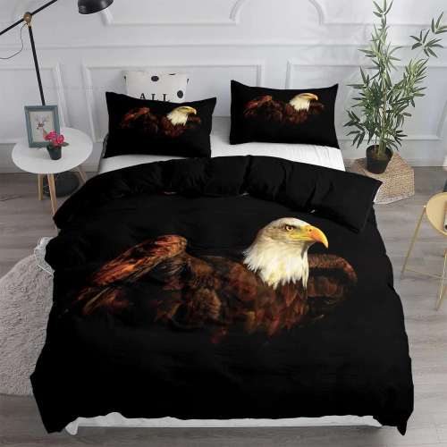 Black American Eagles Print Bedding