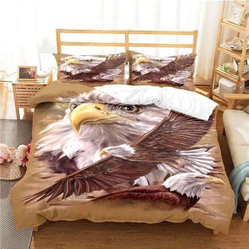 Brown American Eagles Print Bedding Sets