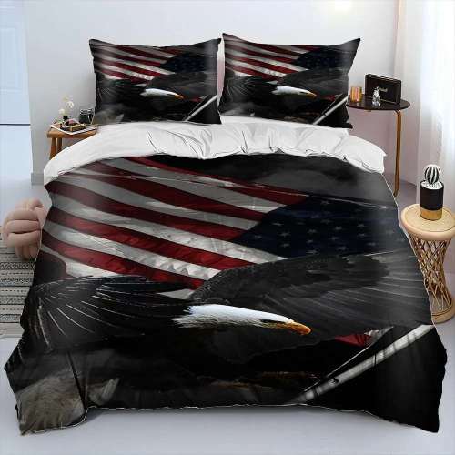 American Bald Eagle Flag Print Bed