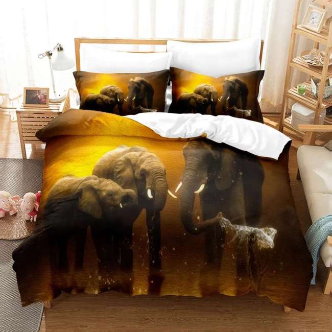 Elephant Family Print Bedding Sets