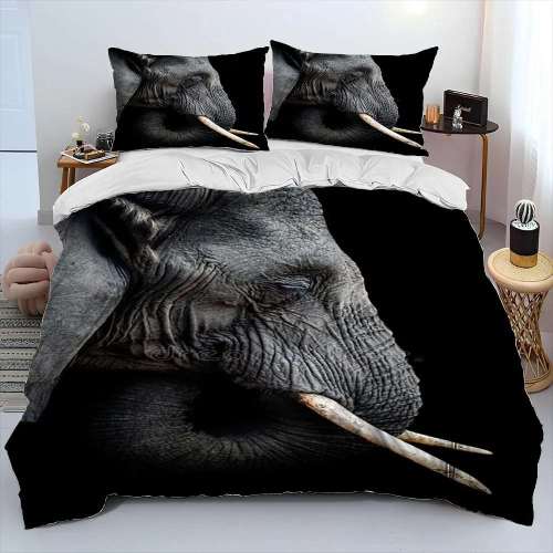 Black Elephant Print Bedding