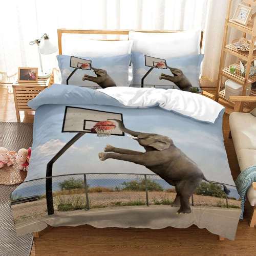 Elephant Playing Basketball Bed Cover