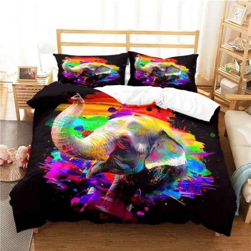 Elephant Face Print Bed Cover