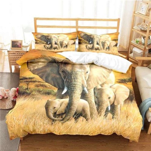 Mom And Baby Elephant Bedding Cover