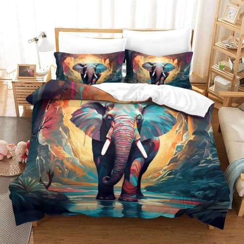 Colorful Elephant Print Bed Sets
