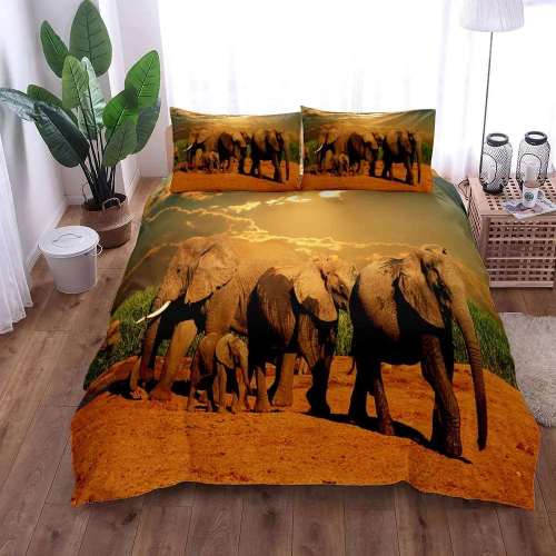 Elephant Packs Print Bedding Cover