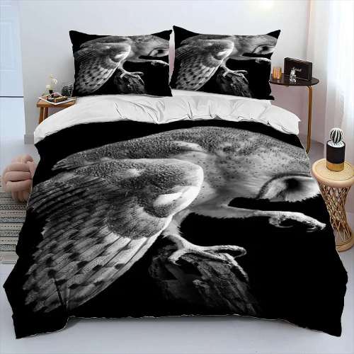 Black Owl Bedding Set