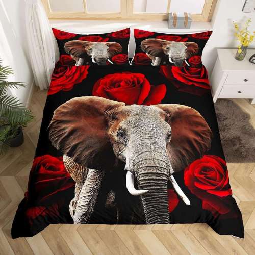 Elephant Rose Print Bedding Sets