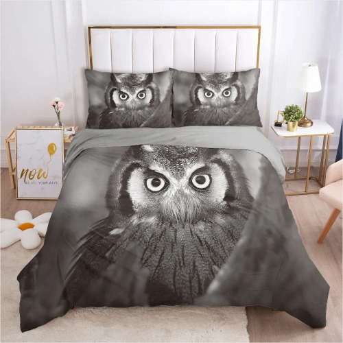 Grey Owl Print Bedding