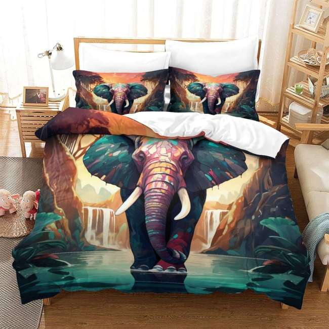 Colorful Elephant Print Bed Sets